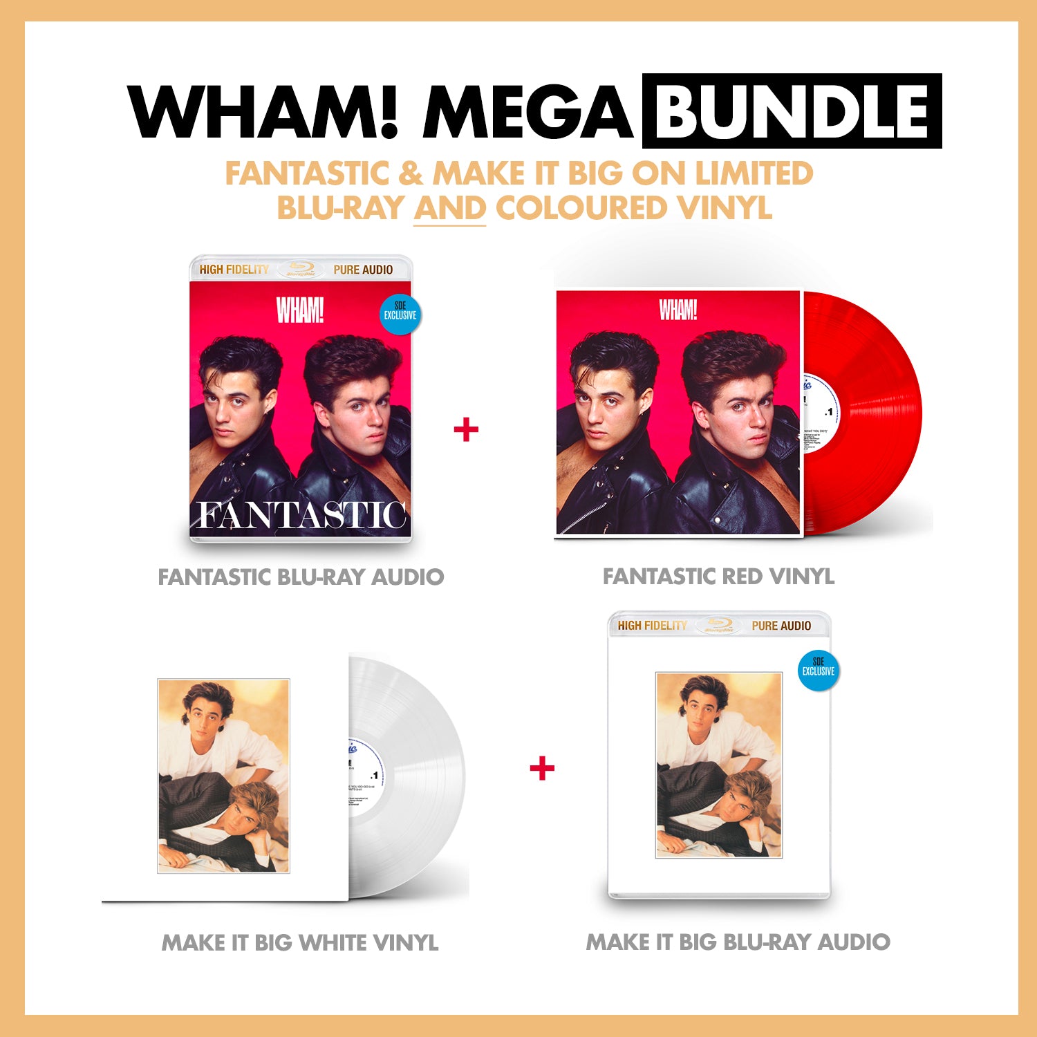 WHAM! MEGA BUNDLE: Fantastic & Make It Big on blu-ray and coloured vinyl