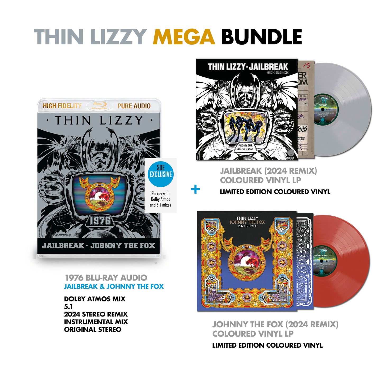 Thin Lizzy  / MEGA BUNDLE: 1976 blu-ray + Jailbreak (2024 Remix) vinyl LP + Johnny The Fox (2024 Remix) vinyl LP