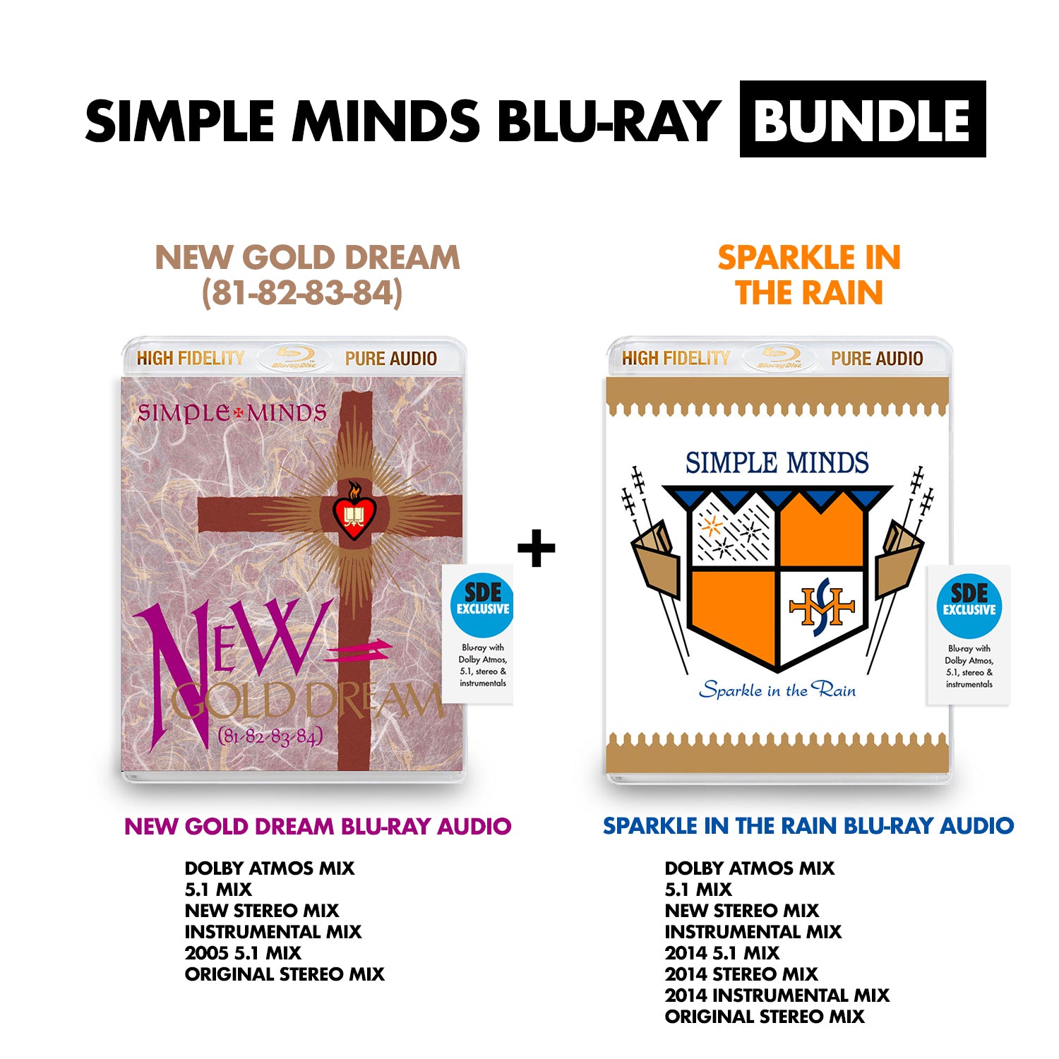 Simple Minds Blu-ray Bundle: New Gold Dream (81-82-83-84) and Sparkle in the Rain SDE exclusive blu-ray audios with Dolby Atmos Mix