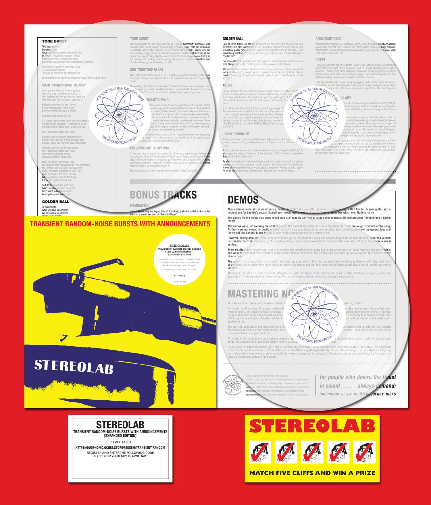 Stereolab / Transient Random Noise-Bursts With Announcements / 3LP 'indies-only' CLEAR vinyl