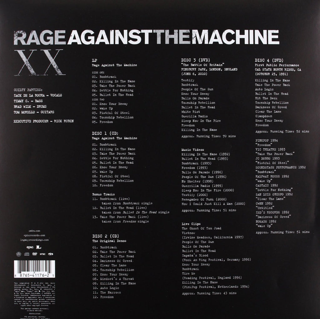 Rage Against The Machine XX anniversary super deluxe edition box