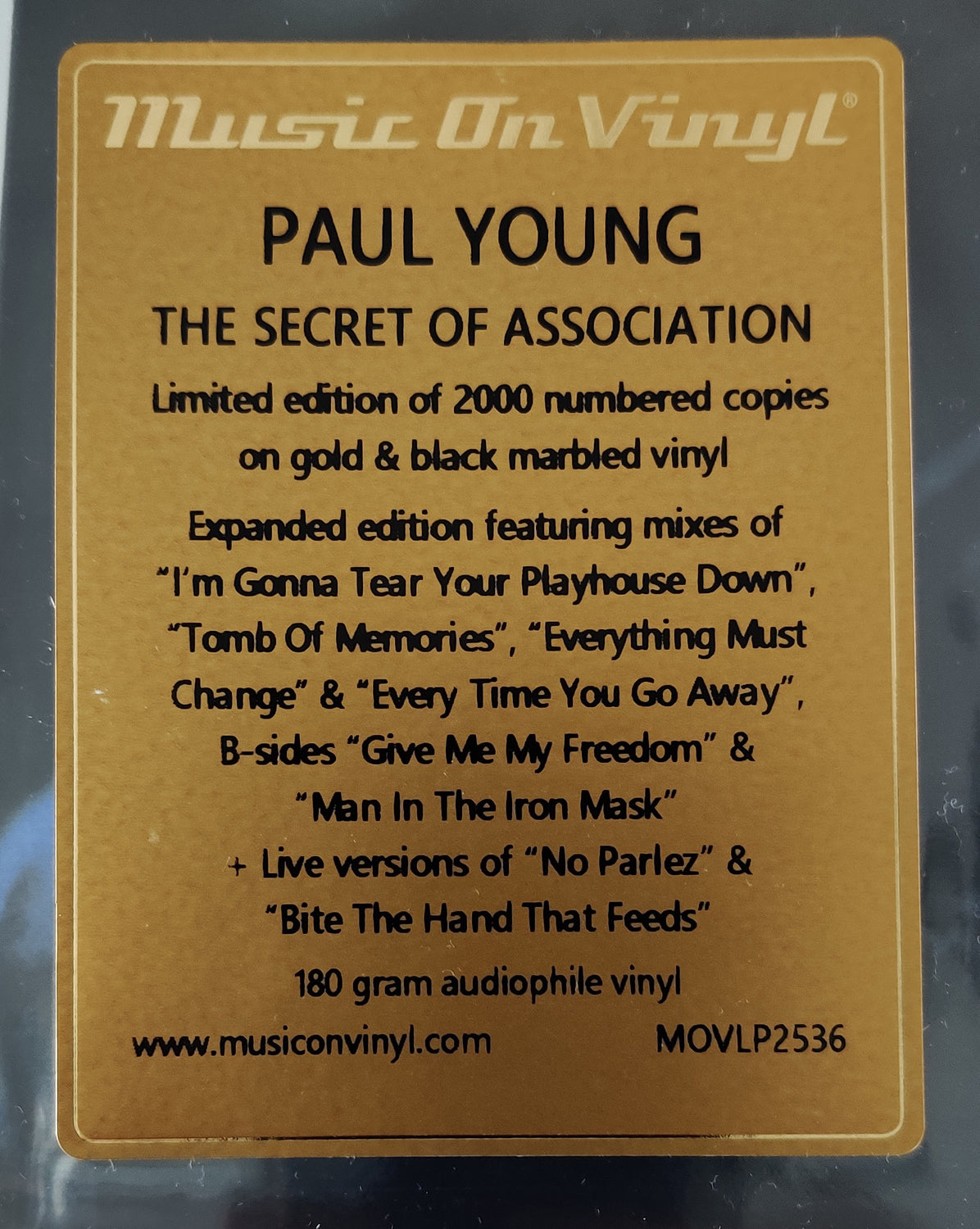 Paul Young / The Secret of Association 2LP gold/black marbled vinyl *SIGNED* by Paul Young